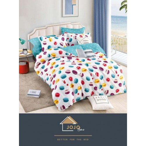 Set Lenjerie Eleganta 6 piese cu elastic din Bumbac Finet, Cearceaf de pat 180x200cm, Pat 2 Persoane, LJ-001