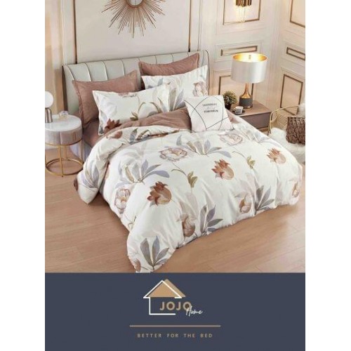 Set Lenjerie Eleganta 6 piese cu elastic din Bumbac Finet, Cearceaf de pat 180x200cm, Pat 2 Persoane, LJ-004
