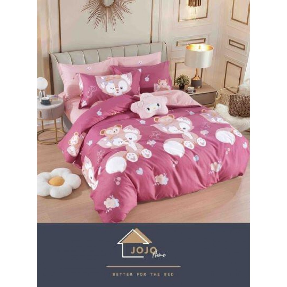 Set Lenjerie Eleganta pentru pat dublu din Bumbac Finet compusa din 6 piese, Cearceaf de pat 230x250cm, J-082 Lenjerii din finet 6 piese