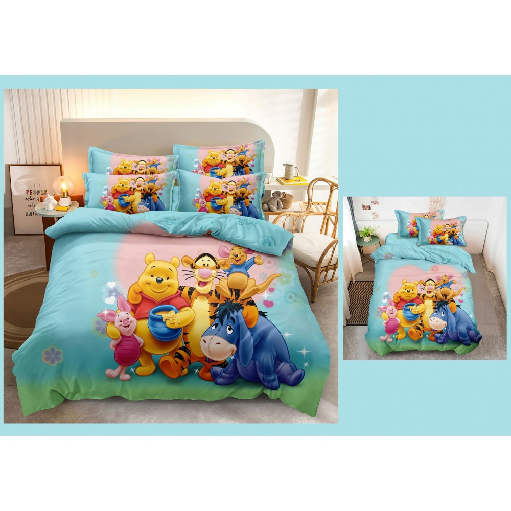 Lenjerie Bumbac tip Finet Premium Winnie-the-Pooh and friends Lenjerii finet personaje copii Lenjerie Bumbac tip Finet Premium Winnie-the-Pooh and friends Lenjerii finet personaje copii