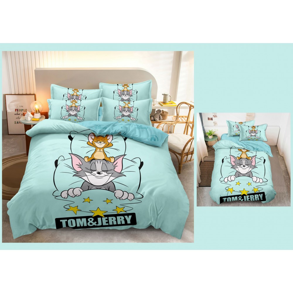 Lenjerie Bumbac tip Finet Premium TOM AND JERRY HAPPY Lenjerii finet personaje copii Lenjerie Bumbac tip Finet Premium TOM AND JERRY HAPPY Lenjerii finet personaje copii
