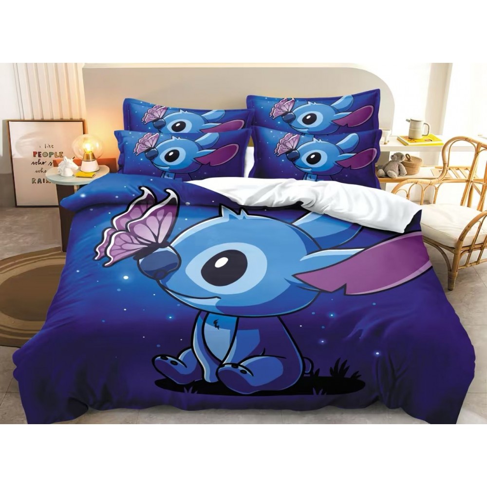 Lenjerie Bumbac tip Finet Premium STICH BUTTERFLY Lenjerii finet personaje copii Lenjerie Bumbac tip Finet Premium STICH BUTTERFLY Lenjerii finet personaje copii