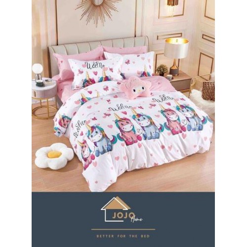 Set Lenjerie Eleganta 6 piese cu elastic din Bumbac Finet, Cearceaf de pat 180x200cm, Pat 2 Persoane, LJ-0011