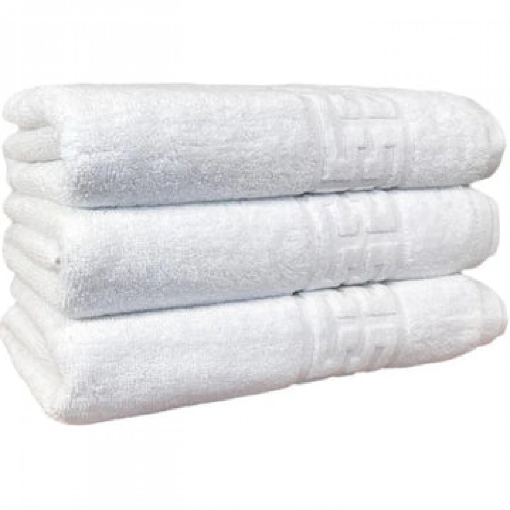 Set 3 prosoape medii, Bumbac 100%, 50X90 si 70x130 ,Model Greek Border, Alb, PF15