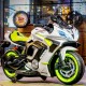 Motocicleta electrica copii, cu 2 locuri, 2 motoare, pornire la cheie, Verde Fluorescent  JM-3188