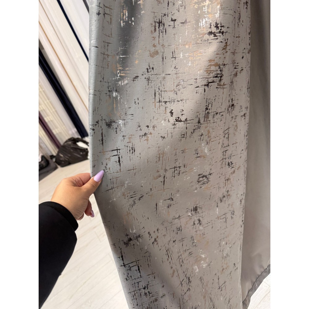 Draperie Catifea, UNI, Insertii Aurii, Dimensiuni la Comanda, Rejansa Multifunctionala 300 X 280 GRI DC2 DRAPERII