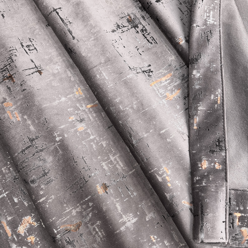 Draperie Catifea, UNI, Insertii Aurii, Dimensiuni la Comanda, Rejansa Multifunctionala 300 X 280 GRI INCHIS DC3 DRAPERII