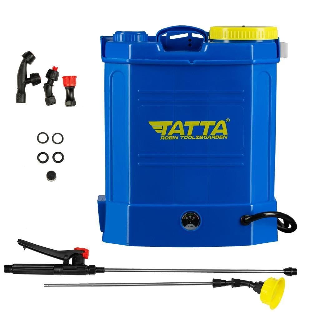 Pompa pentru stropit (vermorel) Tatta TP-1201A, cu acumulator, 12V 8Ah, incarcator 1 A, motor 3.6 lpm, rezervor tip rucsac, 12 l