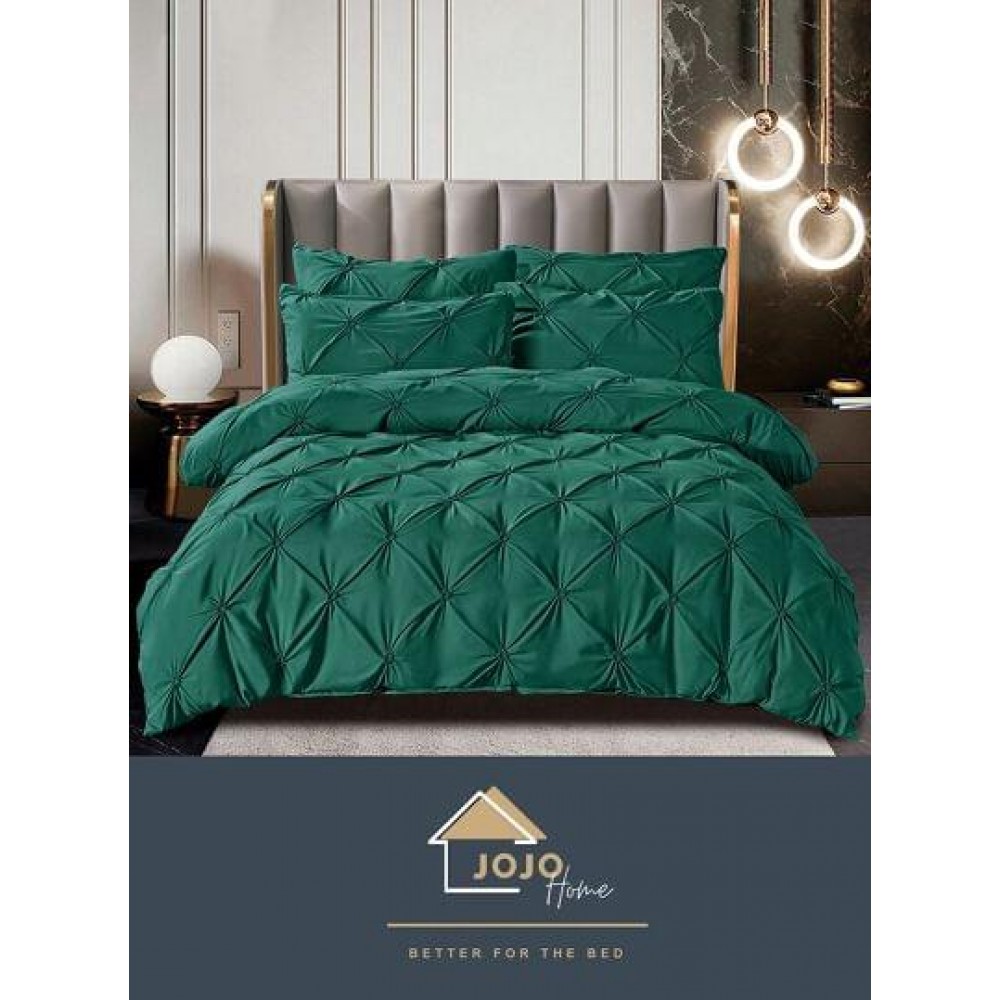 Lenjerie pat dublu, BUMBAC FINET, 6 piese PREMIUM, cu PLIURI CUSUTE 3D , LFPJ19 Lenjerii finet 6 piese uni pliuri 3d