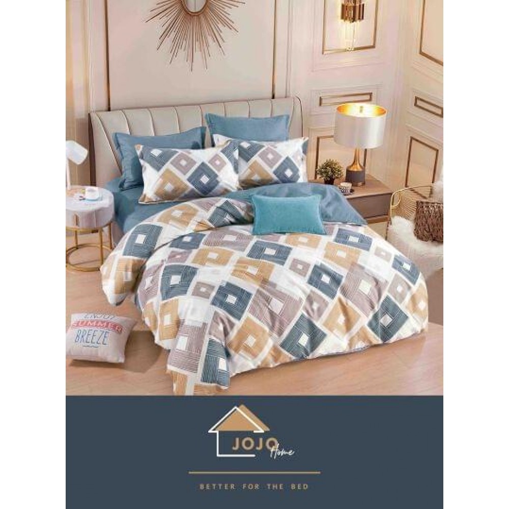 Set Lenjerie Eleganta 6 piese cu elastic din Bumbac Finet, Cearceaf de pat 180x200cm, Pat 2 Persoane, LJ-0020 Lenjerii din finet 6 piese cu  elastic