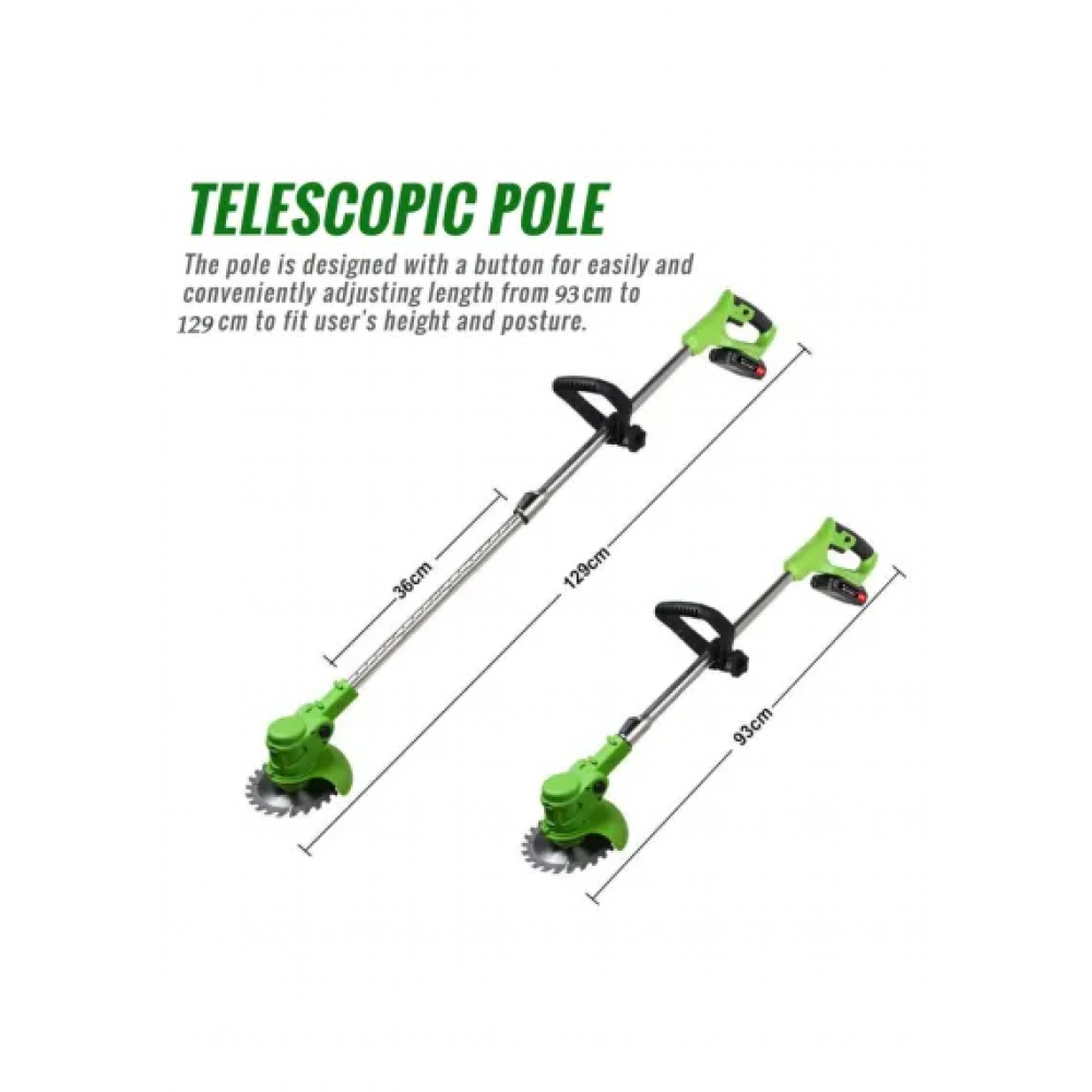 Motocoasa Electrica Teno1175, acumulator 48V, baston telescopic, 3 tipuri de lame pentru taiere, 18000 RPM, autonomie de 2-3 ore, accesorii incluse, verde ME1