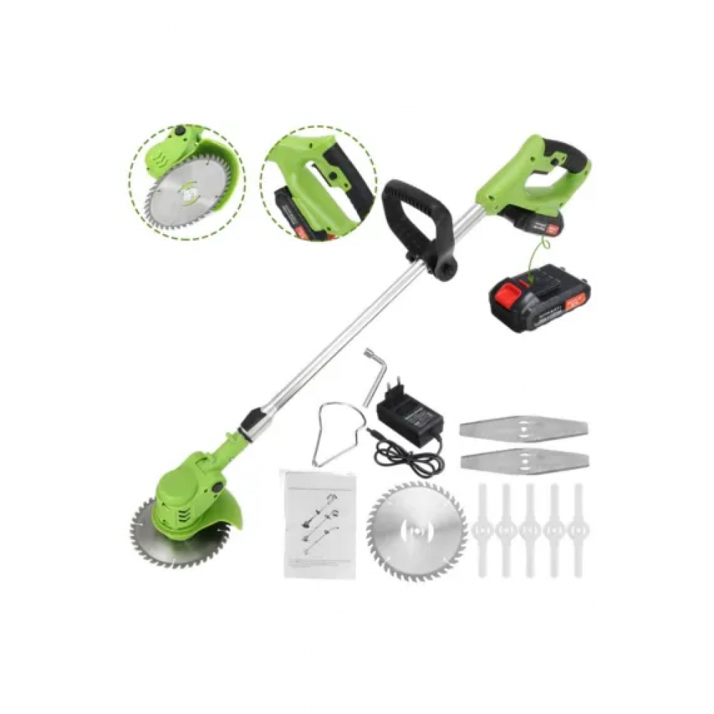 Motocoasa Electrica Teno1175, acumulator 48V, baston telescopic, 3 tipuri de lame pentru taiere, 18000 RPM, autonomie de 2-3 ore, accesorii incluse, verde ME1