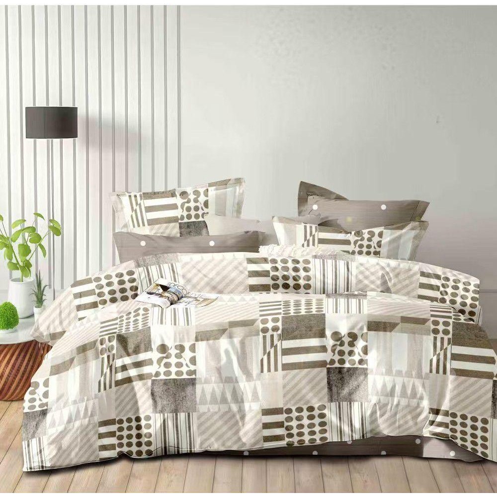 Lenjerie de pat dublu Bumbac FINET, pentru 2 persoane, 6 piese, Cearceaf de pat  230 x 250cm, CF7 Lenjerii din finet 6 piese