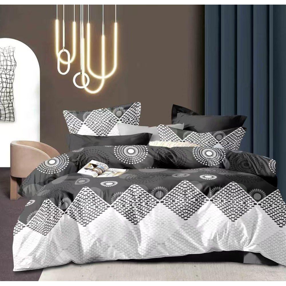 Lenjerie de pat dublu Bumbac FINET, pentru 2 persoane, 6 piese, Cearceaf de pat  230 x 250cm, CF8 Lenjerii din finet 6 piese