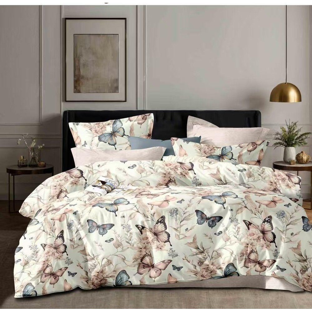 Lenjerie de pat dublu Bumbac FINET, pentru 2 persoane, 6 piese, Cearceaf de pat  230 x 250cm, CF9 Lenjerii din finet 6 piese