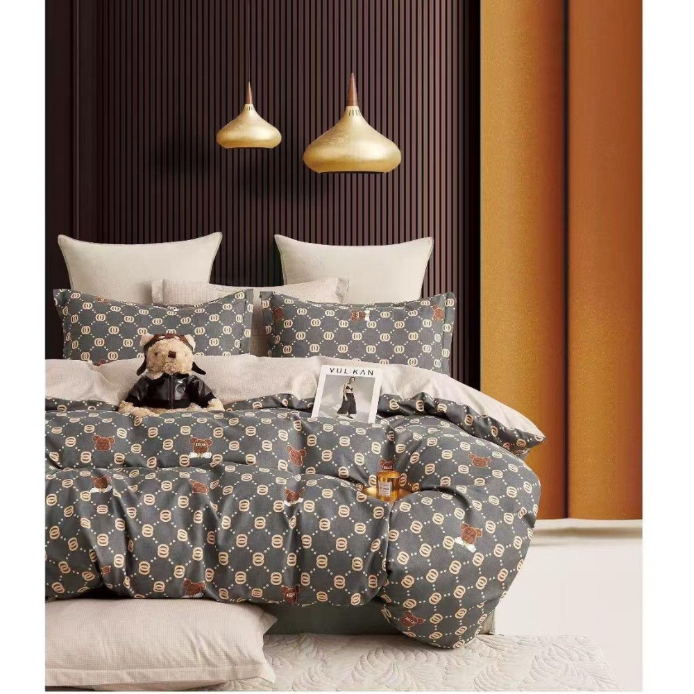 Lenjerie de pat dublu Bumbac FINET, pentru 2 persoane, 6 piese, Cearceaf de pat  230 x 250cm, CF11 Lenjerii din finet 6 piese