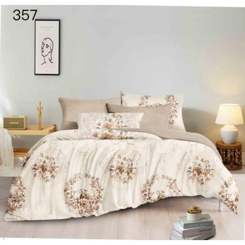 Lenjerie de pat dublu Bumbac FINET, pentru 2 persoane, 6 piese, Cearceaf de pat  230 x 250cm, CF18