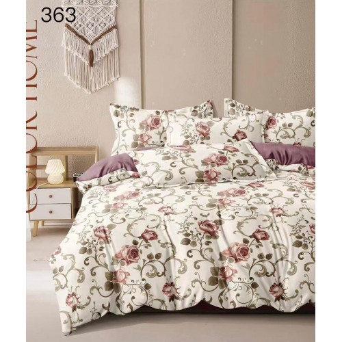 Lenjerie de pat dublu Bumbac FINET, pentru 2 persoane, 6 piese, Cearceaf de pat  230 x 250cm, CF25