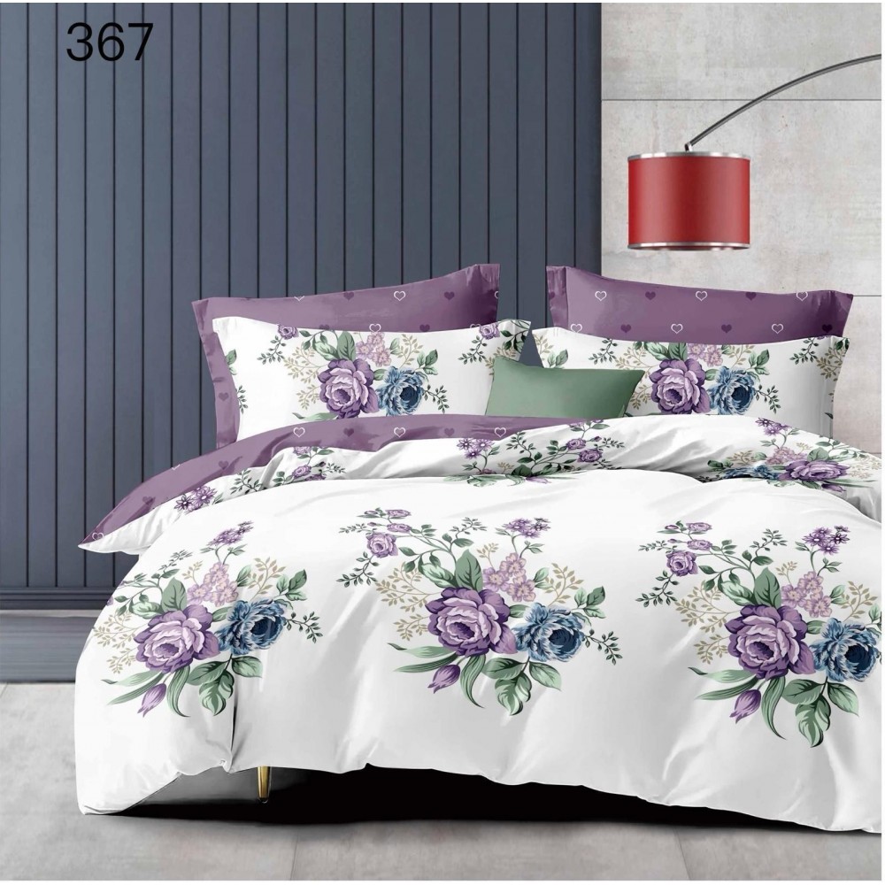 Lenjerie de pat dublu Bumbac FINET, pentru 2 persoane, 6 piese, Cearceaf de pat  230 x 250cm, CF28 Lenjerii din finet 6 piese