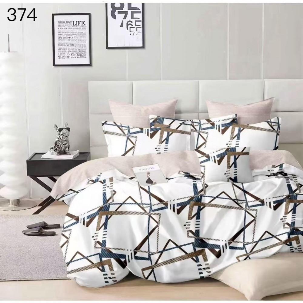 Lenjerie de pat dublu Bumbac FINET, pentru 2 persoane, 6 piese, Cearceaf de pat  230 x 250cm, CF33 Lenjerii din finet 6 piese