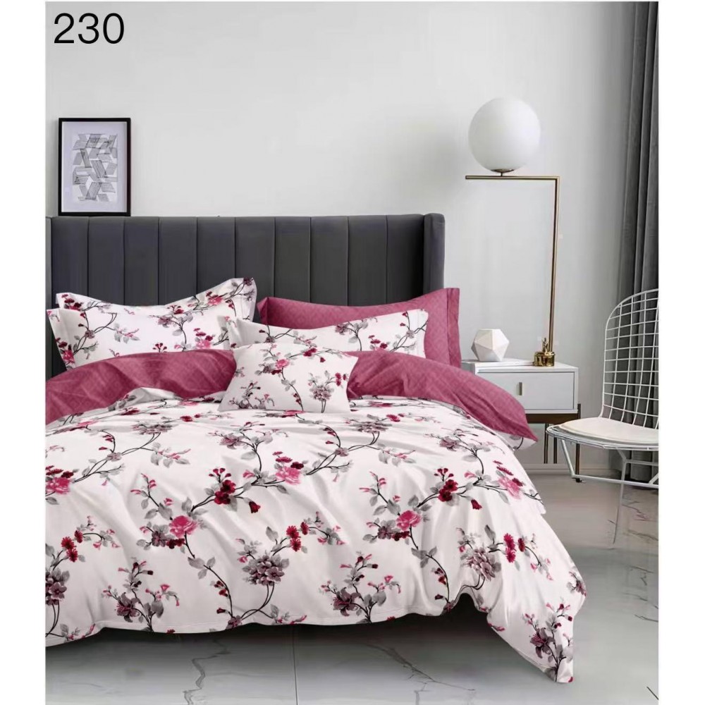 Lenjerie de pat dublu Bumbac FINET, pentru 2 persoane, 6 piese, Cearceaf de pat  230 x 250cm, CF37 Lenjerii din finet 6 piese