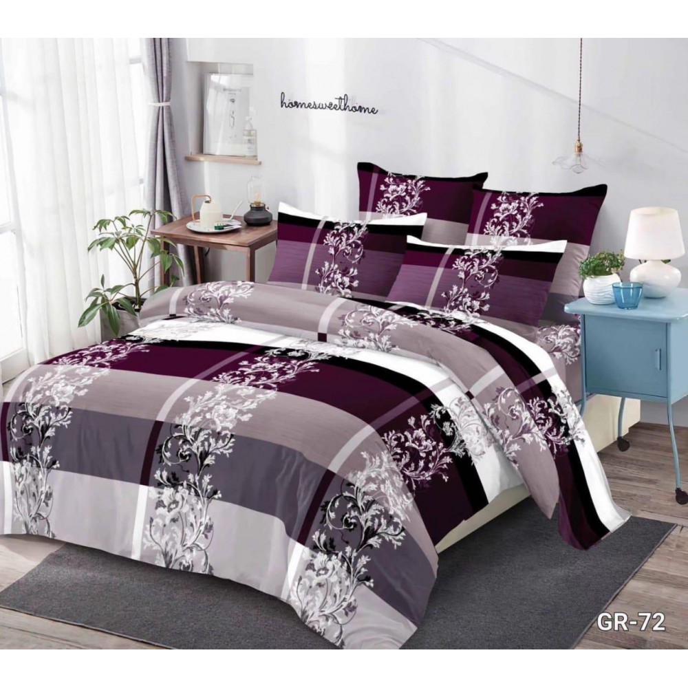 Lenjerie de pat dublu Bumbac FINET, pentru 2 persoane, 6 piese, Cearceaf de pat  230 x 250cm, CF38 Lenjerii din finet 6 piese
