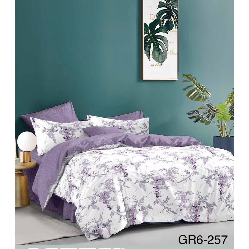 Lenjerie de pat dublu Bumbac FINET, pentru 2 persoane, 6 piese, Cearceaf de pat  230 x 250cm, CF39 Lenjerii din finet 6 piese