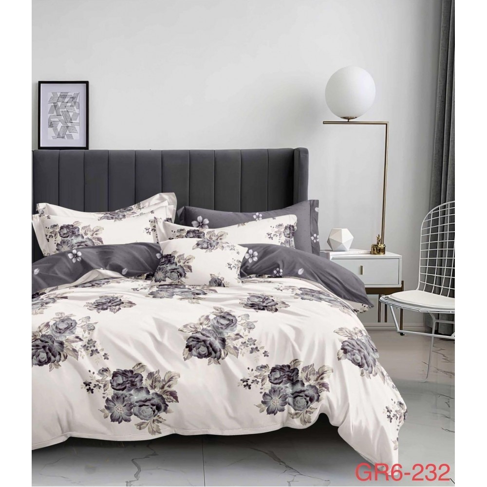 Lenjerie de pat dublu Bumbac FINET, pentru 2 persoane, 6 piese, Cearceaf de pat  230 x 250cm, CF44 Lenjerii din finet 6 piese