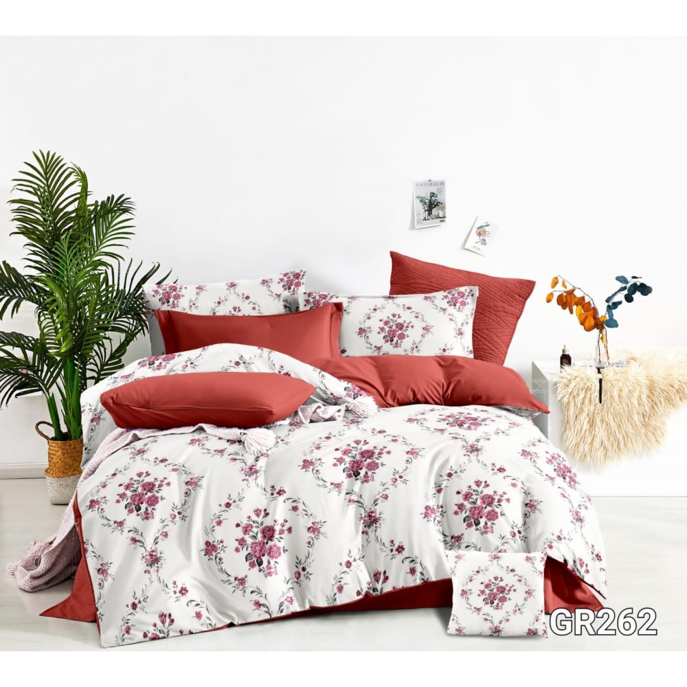 Lenjerie de pat dublu Bumbac FINET, pentru 2 persoane, 6 piese, Cearceaf de pat  230 x 250cm, CF45 Lenjerii din finet 6 piese