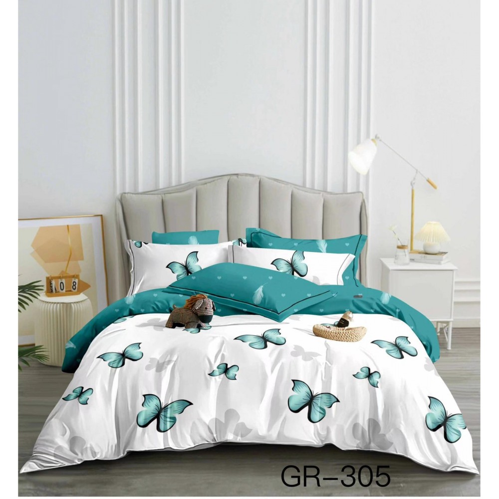 Lenjerie de pat dublu Bumbac FINET, pentru 2 persoane, 6 piese, Cearceaf de pat  230 x 250cm, CF47 Lenjerii din finet 6 piese