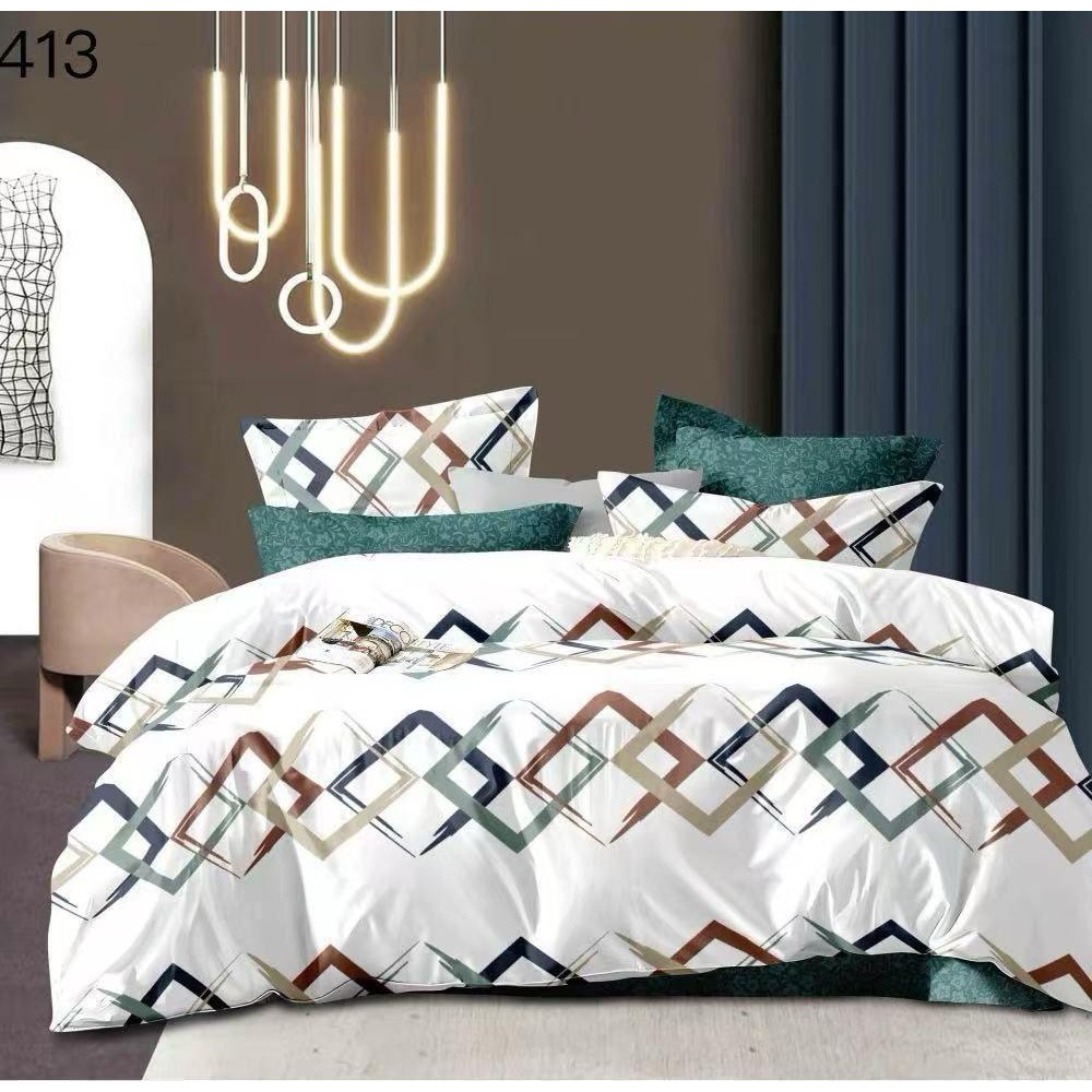 Lenjerie de pat dublu Bumbac FINET, pentru 2 persoane, 6 piese, Cearceaf de pat  230 x 250cm, CF86 Lenjerii din finet 6 piese
