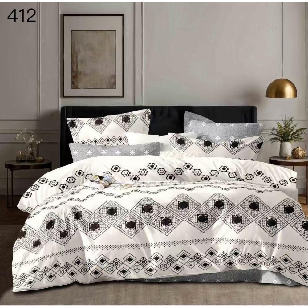 Lenjerie de pat dublu Bumbac FINET, pentru 2 persoane, 6 piese, Cearceaf de pat  230 x 250cm, CF87 Lenjerii din finet 6 piese