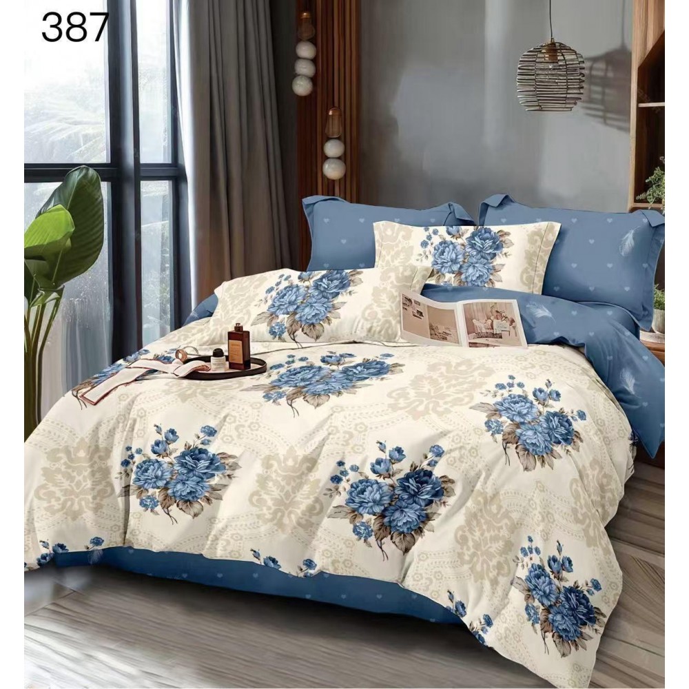 Lenjerie de pat dublu Bumbac FINET, pentru 2 persoane, 6 piese, Cearceaf de pat  230 x 250cm, CF91 Lenjerii din finet 6 piese