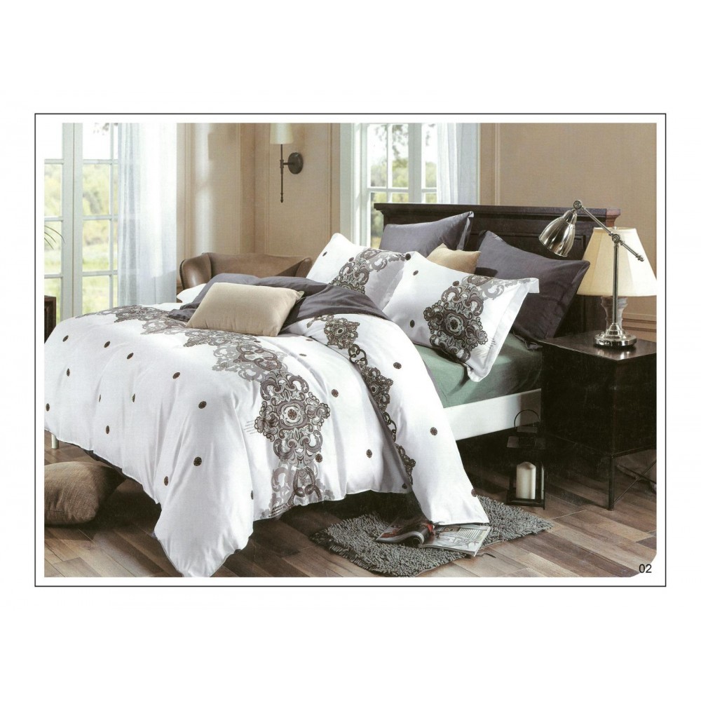 Lenjerie de pat dublu Bumbac FINET, pentru 2 persoane, 6 piese, Cearceaf de pat  230 x 250cm, CF94 Lenjerii din finet 6 piese