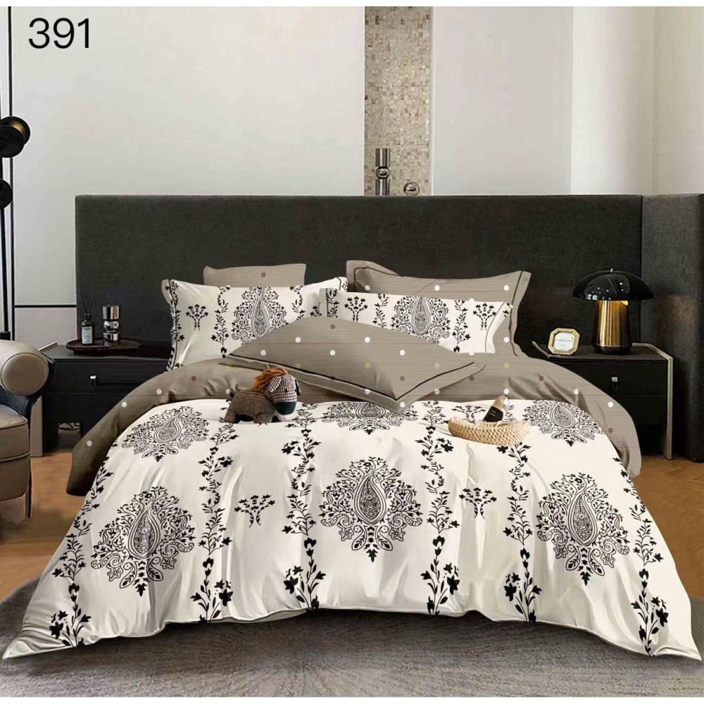 Lenjerie de pat dublu Bumbac FINET, pentru 2 persoane, 6 piese, Cearceaf de pat  230 x 250cm, CF98 Lenjerii din finet 6 piese
