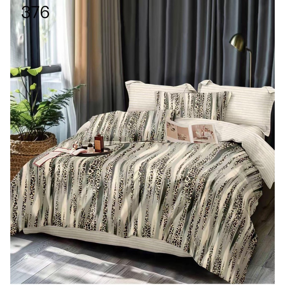 Lenjerie de pat dublu Bumbac FINET, pentru 2 persoane, 6 piese, Cearceaf de pat  230 x 250cm, CF105 Lenjerii din finet 6 piese