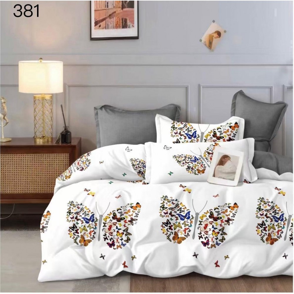 Lenjerie de pat dublu Bumbac FINET, pentru 2 persoane, 6 piese, Cearceaf de pat  230 x 250cm, CF109 Lenjerii din finet 6 piese