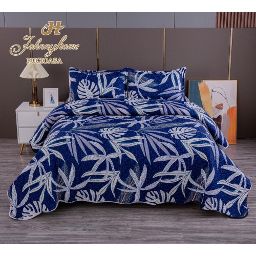 Cuvertura pentru pat dublu model cu model cu DOUĂ FEȚE, matlasata, Bumbac Satinat, V31A.