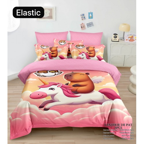 Lenjerie Bumbac tip Finet, 6 piese,Premium CU ELASTIC MODEL CAPYBARA CB1