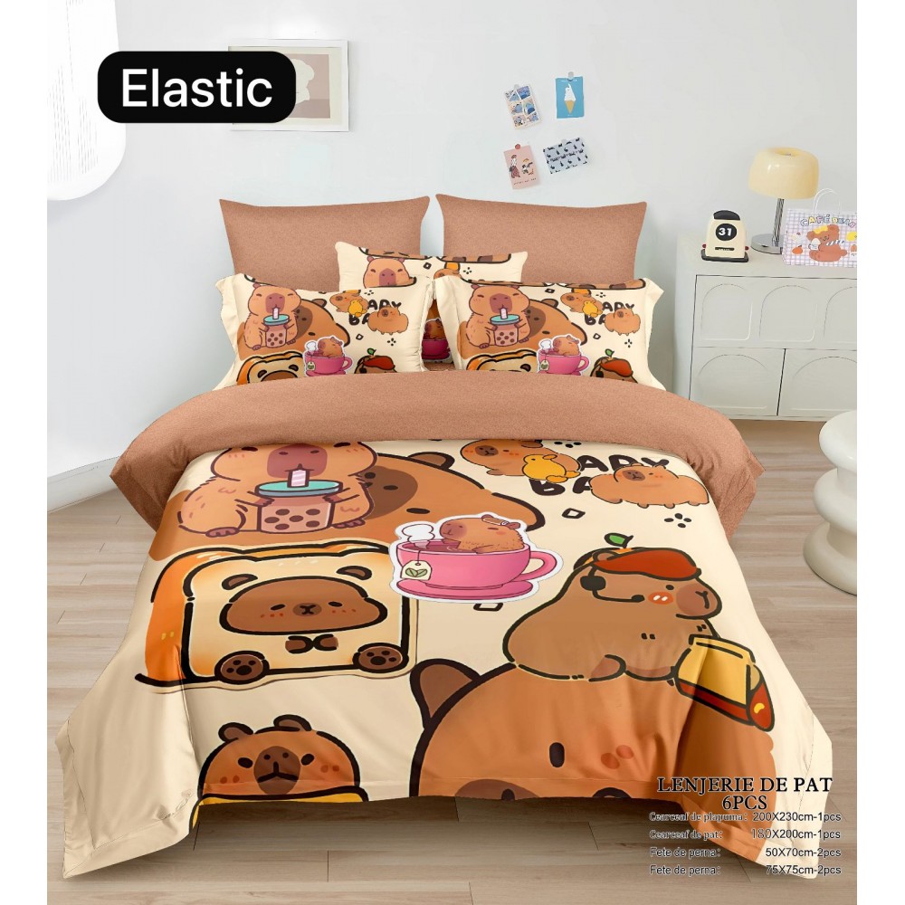 Lenjerie Bumbac tip Finet, 6 piese,Premium CU ELASTIC MODEL CAPYBARA CB4 Lenjerii finet personaje copii Lenjerie Bumbac tip Finet, 6 piese,Premium CU ELASTIC MODEL CAPYBARA CB4 Lenjerii finet personaje copii