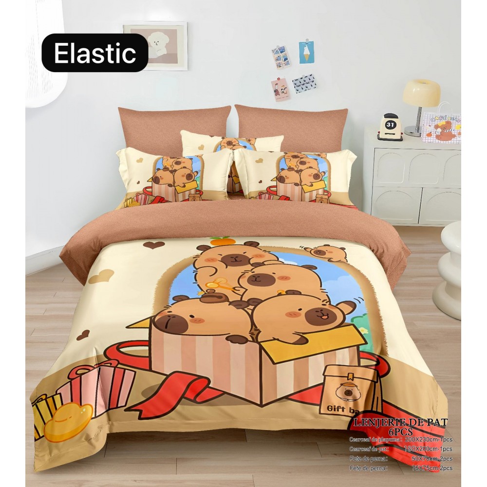 Lenjerie Bumbac tip Finet, 6 piese,Premium CU ELASTIC MODEL CAPYBARA CB5 Lenjerii finet personaje copii Lenjerie Bumbac tip Finet, 6 piese,Premium CU ELASTIC MODEL CAPYBARA CB5 Lenjerii finet personaje copii
