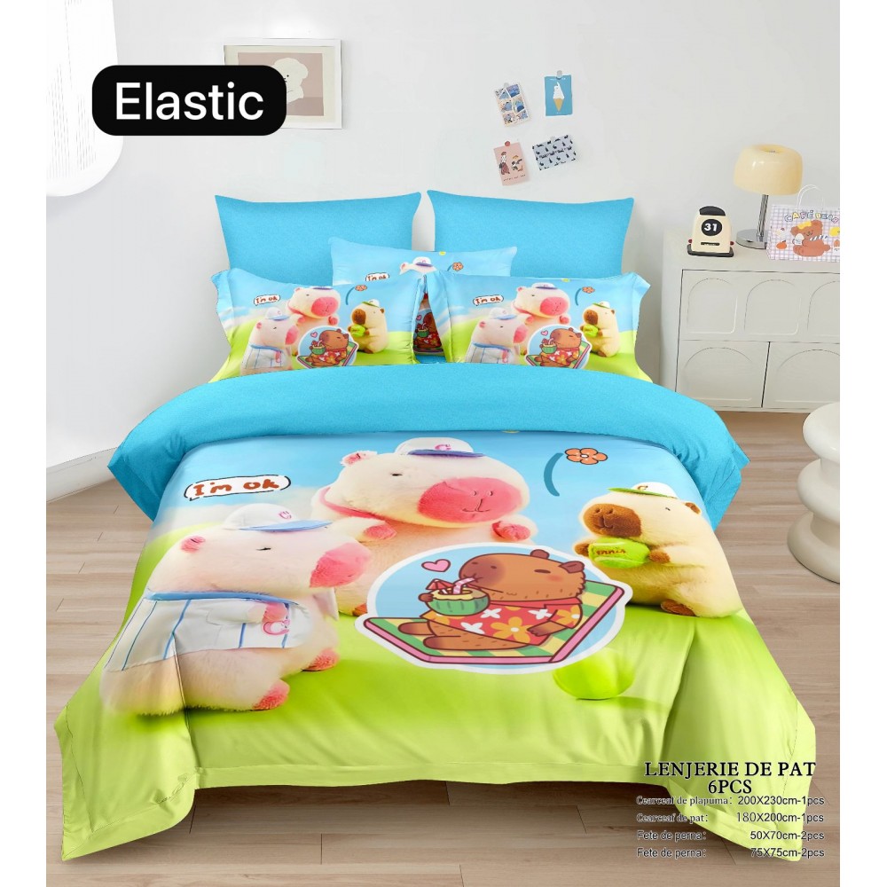 Lenjerie Bumbac tip Finet, 6 piese,Premium CU ELASTIC MODEL CAPYBARA CB7 Lenjerii finet personaje copii Lenjerie Bumbac tip Finet, 6 piese,Premium CU ELASTIC MODEL CAPYBARA CB7 Lenjerii finet personaje copii