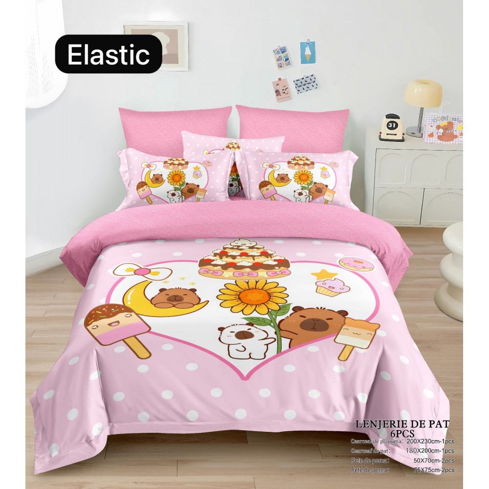 Lenjerie Bumbac tip Finet, 6 piese,Premium CU ELASTIC MODEL CAPYBARA CB10 Lenjerii finet personaje copii Lenjerie Bumbac tip Finet, 6 piese,Premium CU ELASTIC MODEL CAPYBARA CB10 Lenjerii finet personaje copii