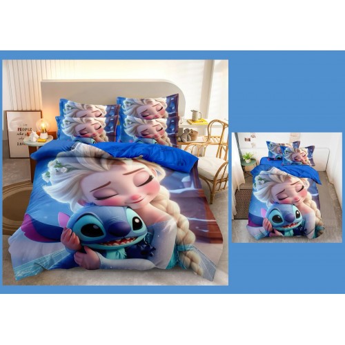 Lenjerie Bumbac tip Finet, 6 piese,PERSONAJE COPII STITCH AND ELSA SC2
