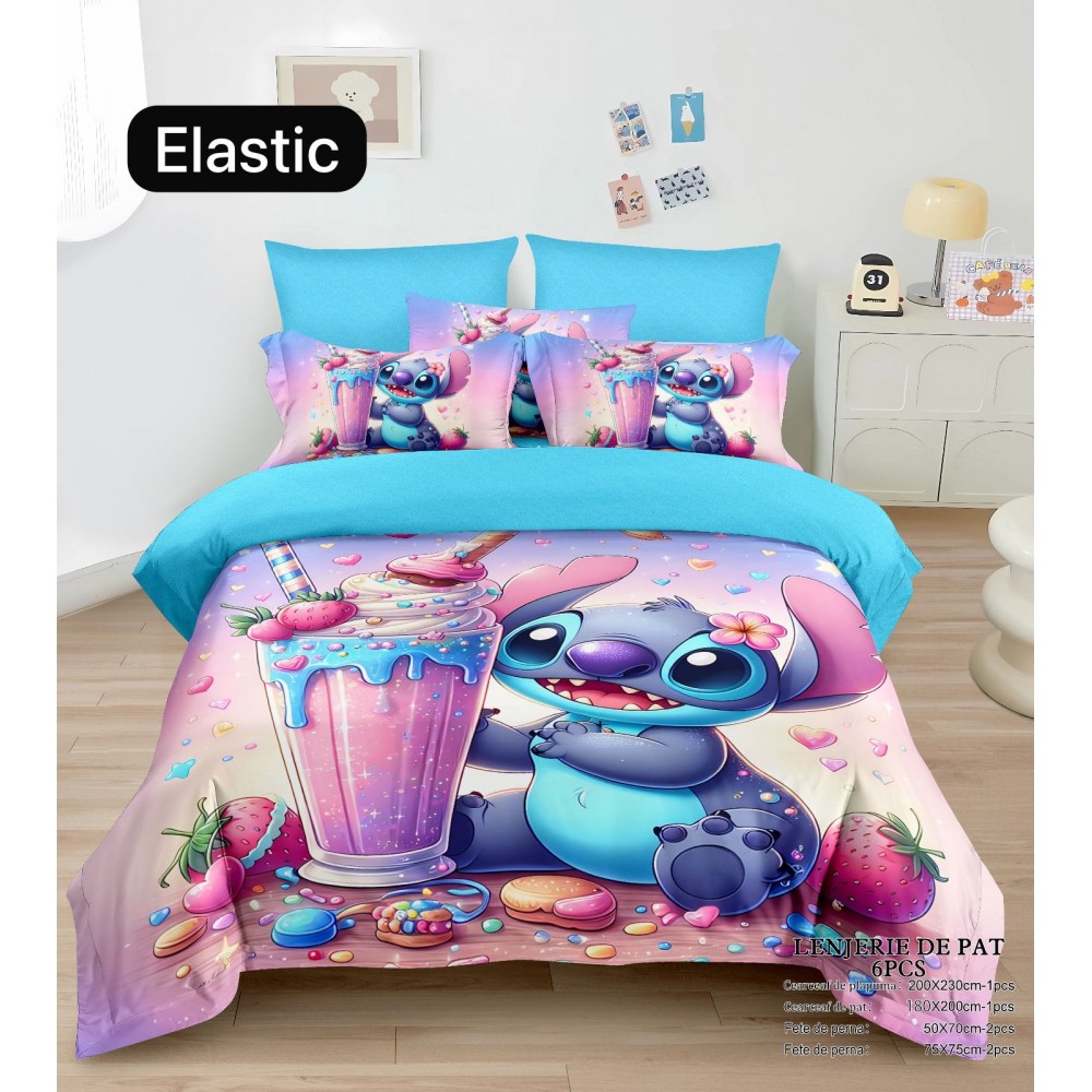 Lenjerie Bumbac tip Finet, 6 piese,Premium CU ELASTIC MODEL stitch shake Lenjerii finet personaje copii Lenjerie Bumbac tip Finet, 6 piese,Premium CU ELASTIC MODEL stitch shake Lenjerii finet personaje copii