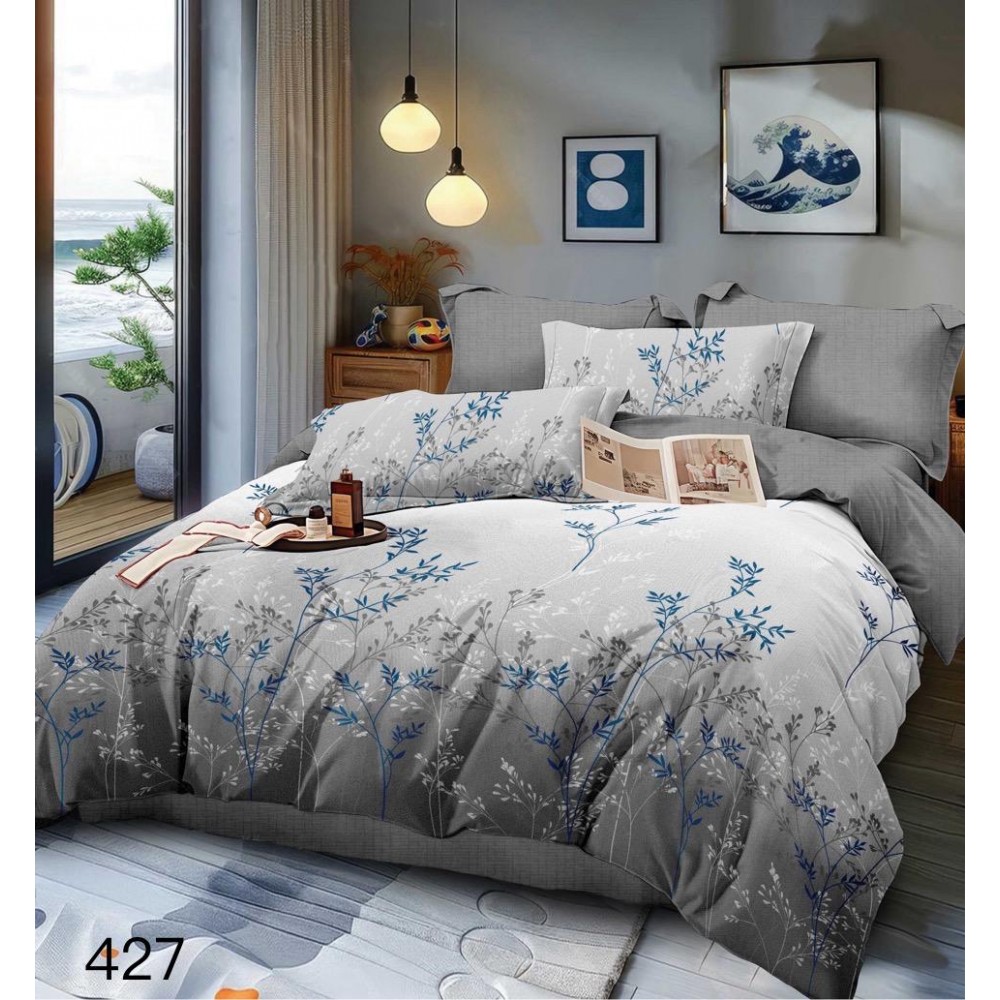 Lenjerie de pat dublu Bumbac FINET, pentru 2 persoane, 6 piese, Cearceaf de pat  230 x 250cm, CF114 Lenjerii din finet 6 piese