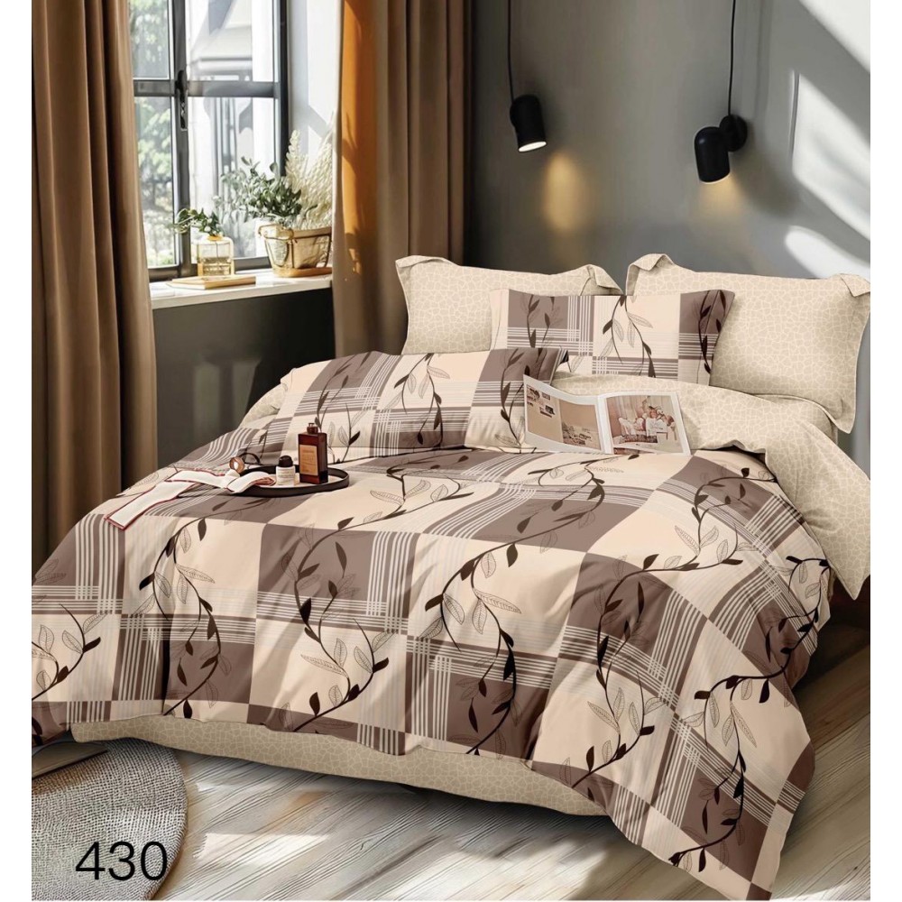 Lenjerie de pat dublu Bumbac FINET, pentru 2 persoane, 6 piese, Cearceaf de pat  230 x 250cm, CF116 Lenjerii din finet 6 piese