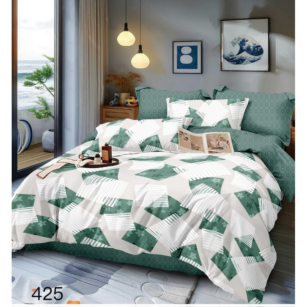 Lenjerie de pat dublu Bumbac FINET, pentru 2 persoane, 6 piese, Cearceaf de pat  230 x 250cm, CF117 Lenjerii din finet 6 piese