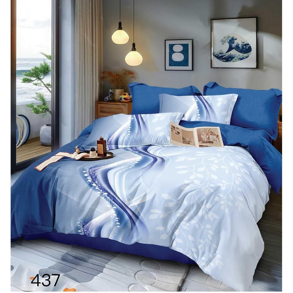 Lenjerie de pat dublu Bumbac FINET, pentru 2 persoane, 6 piese, Cearceaf de pat  230 x 250cm, CF118 Lenjerii din finet 6 piese