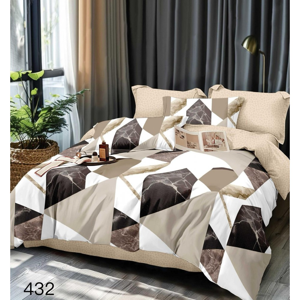 Lenjerie de pat dublu Bumbac FINET, pentru 2 persoane, 6 piese, Cearceaf de pat  230 x 250cm, CF121 Lenjerii din finet 6 piese